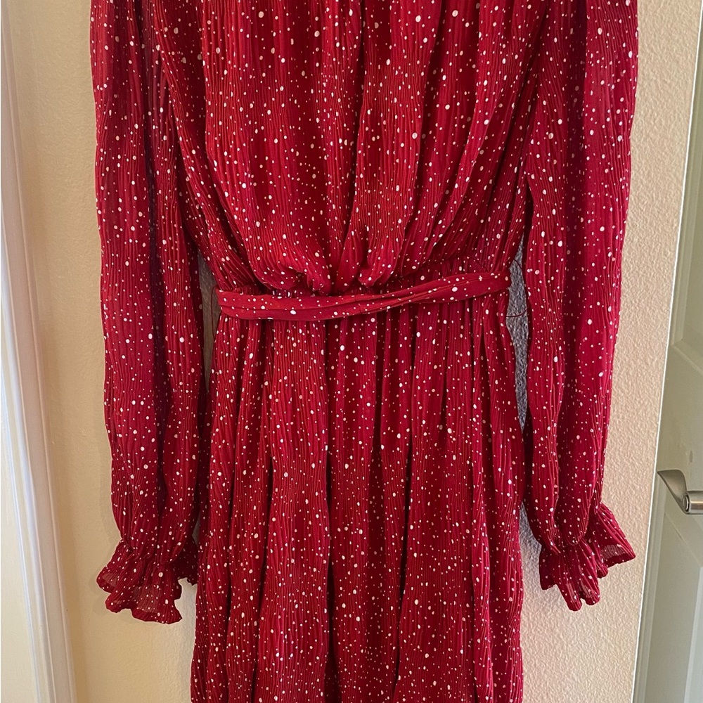 Elegant Red Polka Dot Dress